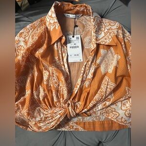 Zara Knotted Print Top BRAND NEW NEVER WORN!